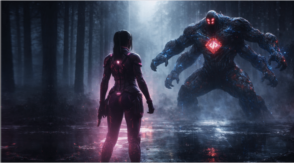 Allgore o devorador, respirando ameaças contra FEMME FATALE