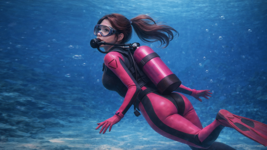 Entre suas habilidades o mergulho é uma de suas preferidas